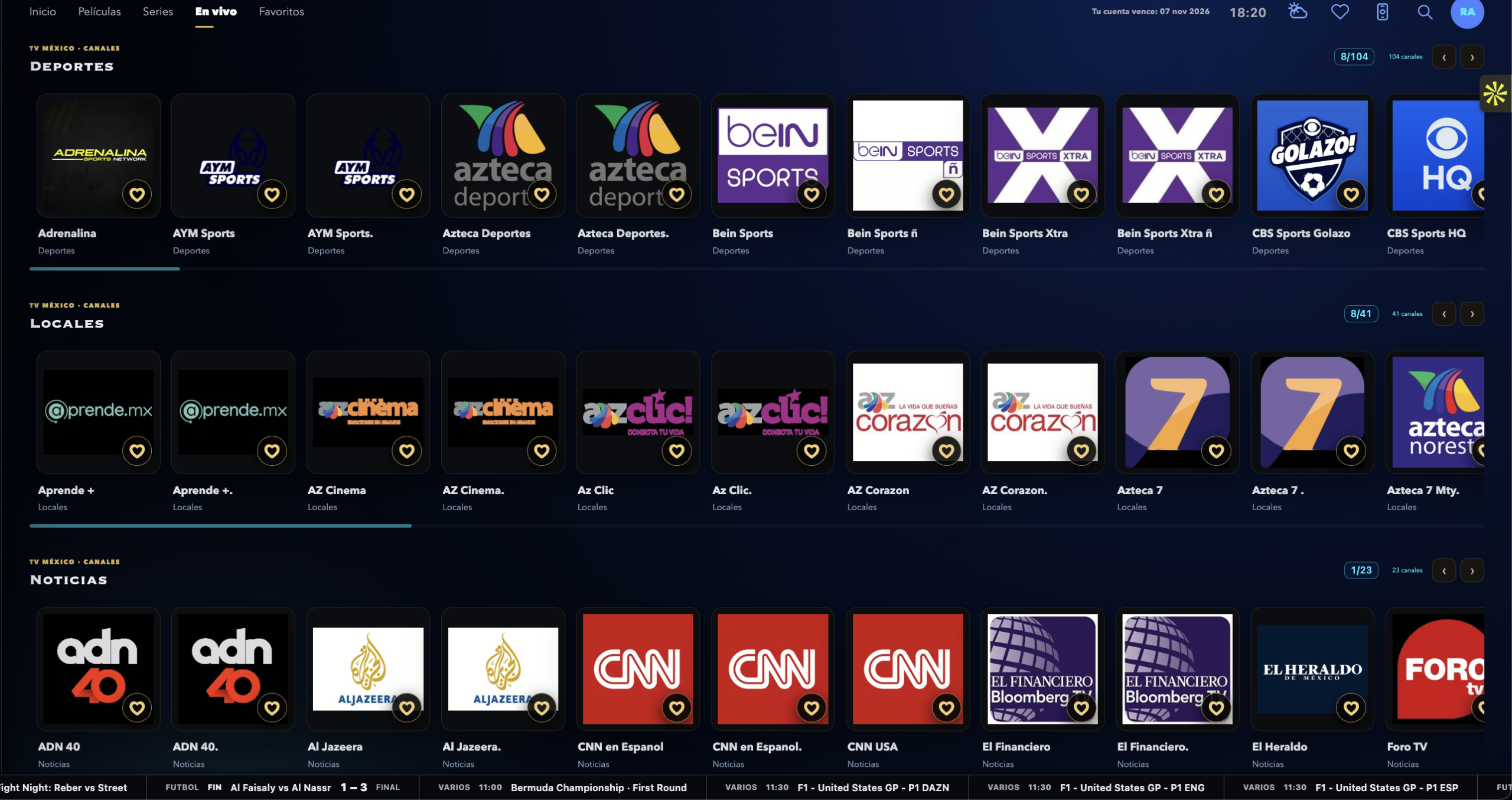Televisión en vivo en WinnTV